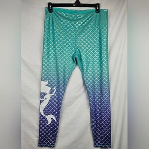 Disney Mermaid Leggings Sz‎ Xl Fish Scale Art To Wear Halloween Cosplay